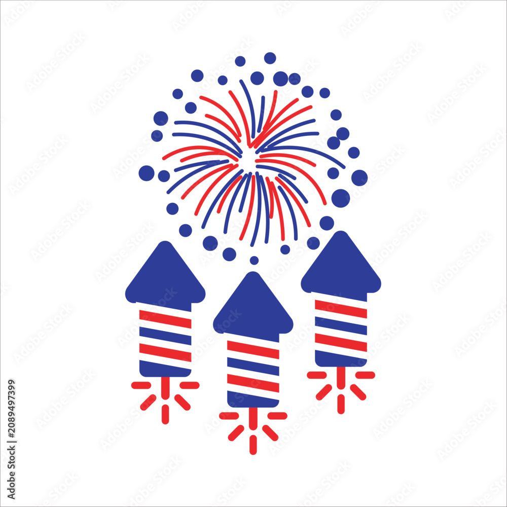 Fototapeta premium fireworks icon. simple flat colored vector
