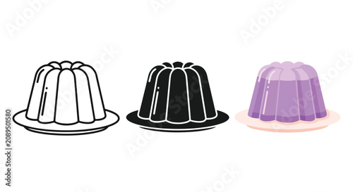 Wobbly gelatin dessert on plate icon: Flat illustration, corporate blue, minimalist design - Lifestyle Illustration, Flat Line Art - PNG, SVG, EPS