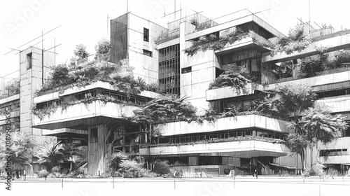 Crisp Charcoal Building Sketch Urban Building Study