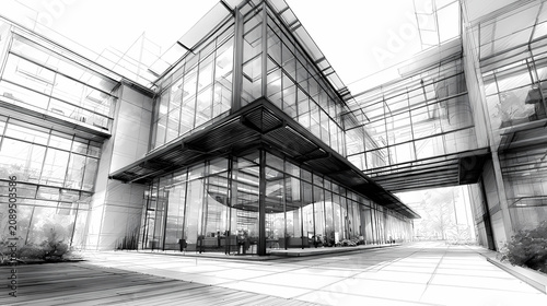 Crisp Graphite Structure Art Glass Steel Structure