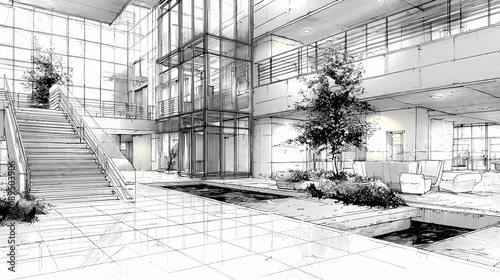 Crisp Monochrome Architecture Urban Building Study