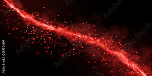Foto Abstract glowing red energy wave with particles flowing across a dark background, evoking a sense of power and dynamism