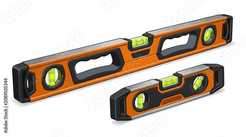 Orange torpedo level tools side by side.