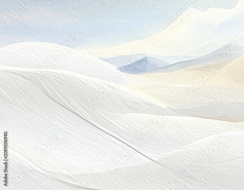 Elegant watercolor paper texture background featuring soft white and beige tones with subtle handmade paper fibers and artistic watercolor landscape elements. Perfect for branding, invitations, packag