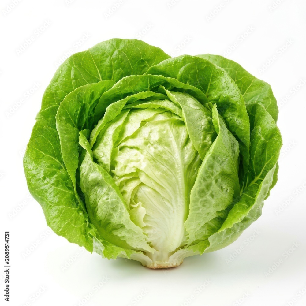 Fototapeta premium Fresh green cabbage head isolated on a white background