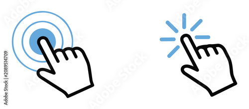 Bild auf Leinwand Collection of simple flat design graphic icons depicting a hand cursor clicking