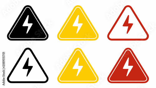 Set of Yellow Warning Road Signs with Hazard Symbols Traffic Safety Icons Electric Voltage Alerts Arrows and Triangle Caution Elements Vector Illustration 3D Style