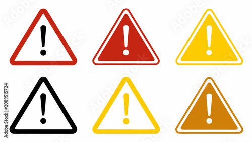 Set of Road Warning and Traffic Signs with Safety Icons and Hazard Symbols Vector Illustration in Yellow Red and Black