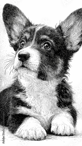 Intricate Ink Line Art Animal Portrait Design