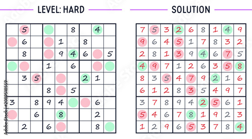 Odd/Even sudoku logic puzzle with hard solution and memory puzzles for adults and seniors, sudoku solution page  