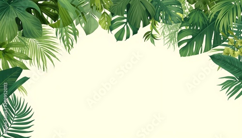 Tropical Rainforest Canopy View with Sunlight Filtering Through Lush Green Leaves