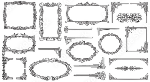 Elegant collection of vintage ornate frames and borders.