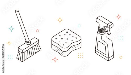 Konstfotografi Cleaning Supplies Broom Sponge.