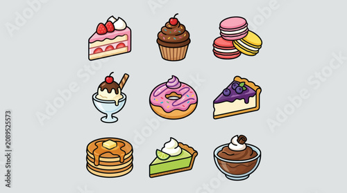 Assorted sweet desserts icons