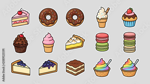 Assorted sweet desserts icons