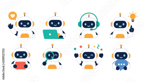 Cuadro en lienzo Robot Characters With Various Actions.