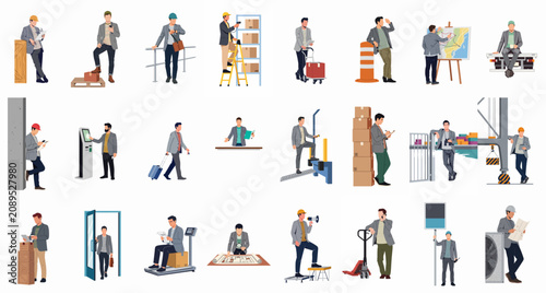 Photos Comprehensive Collection of Flat Character Illustrations Depicting a Professiona