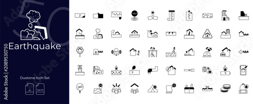 Tableau sur toile Earthquake Duotone Editable Icons set