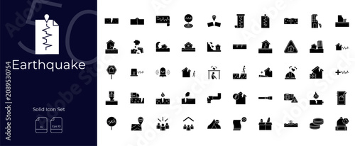 Fotografía Earthquake Solid Editable Icons set