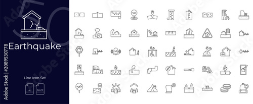 Photos Earthquake Line Editable Icons set