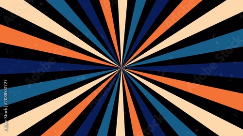 Colorful Retro Sunburst Radial Rays Rotating Background Loop, Vintage Geometric Burst Motion Graphic Animation, Seamless 4K