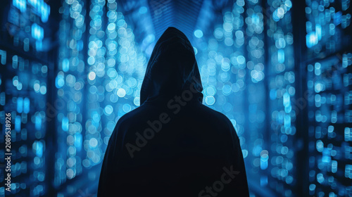 Anonymous Hacker Working on Computer in Dark Cybersecurity Environment
