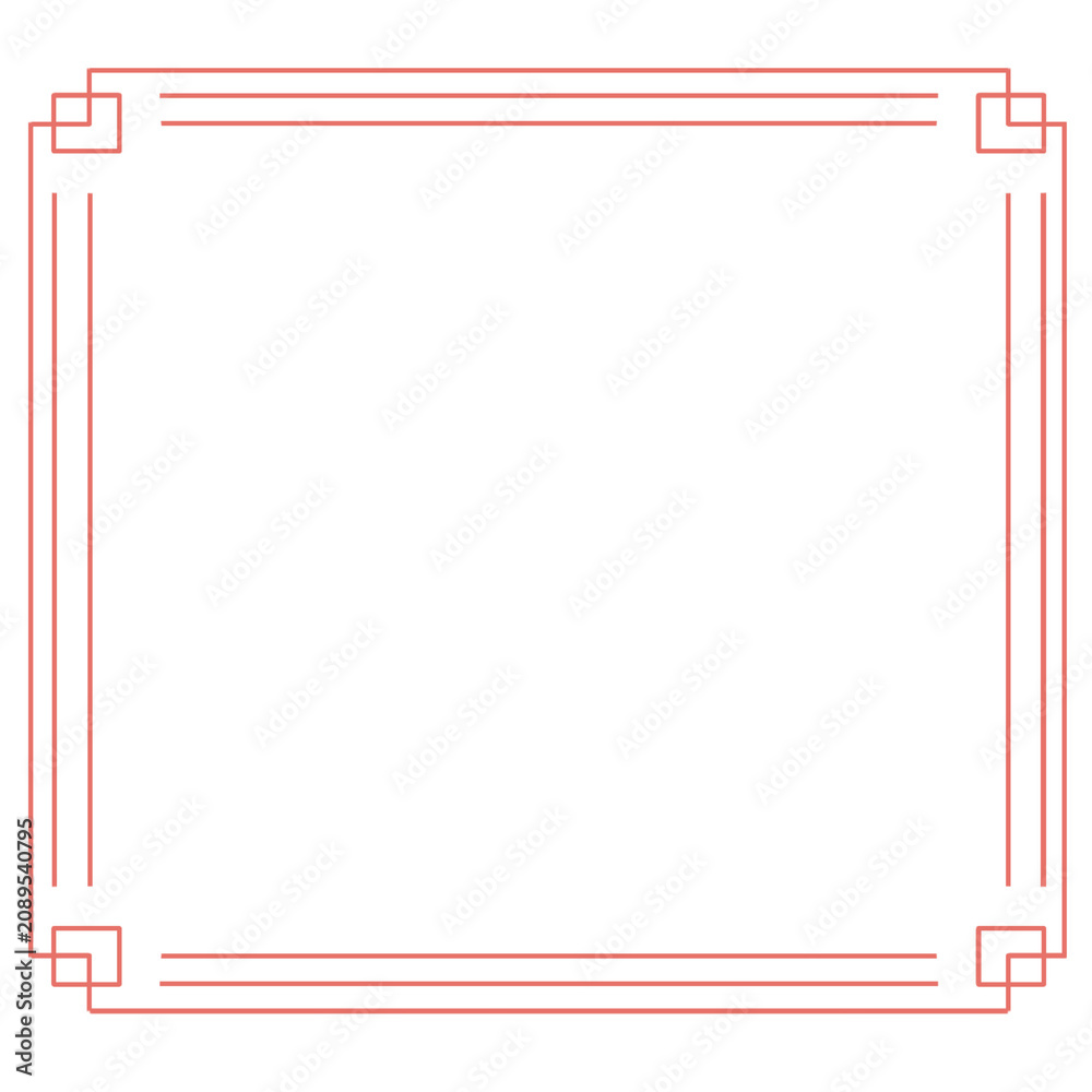 Fototapeta premium 注目させたい見出しやカードに最適な赤色の幾何学調四角フレームイラスト
