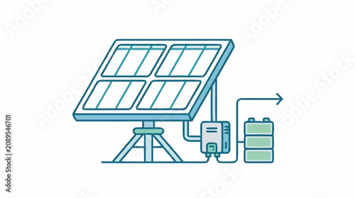 Принти на полотні Solar panel system with battery storage illustration.