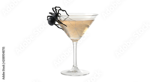 Foto Martini glass with black spider and web