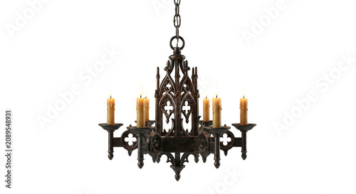 Obraz na płótnie Gothic chandelier with burning candles