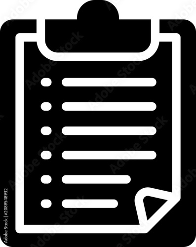 clipboard glyph icon. Strong and solid vector icon for websites, mobile interfaces, presentations, and visual branding. High quality and easy to edit.