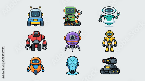 Konstfotografi Collection of cartoon robots in various designs