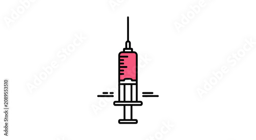 Illustration Of A Medical Syringe With Liquid For Injections On The White Background