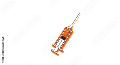 Illustration Of A Medical Syringe With Orange Accents On A Clean White Background