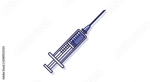 Illustration Of A Medical Syringe With Shadow Against White Background