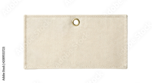 Canvastavla Rectangular cream canvas tag with gold eyelet