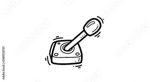 Illustrated video game controller with joystick.