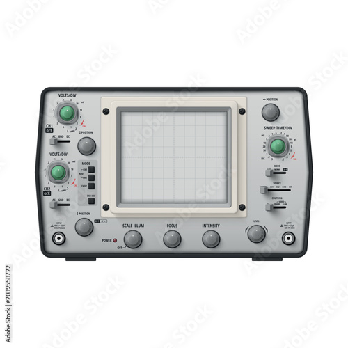 Bild auf Leinwand An analog oscilloscope with controls and a display, designed for analyzing and measuring electronic signals