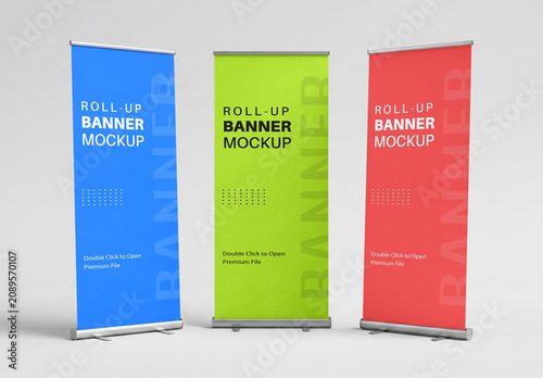 Three Roll Up Banner Mockup