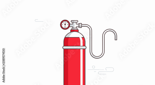 Illustrated Oxygen Tank With Gauge Detailing Pressure, Conceptual Vector Artwork Illustration