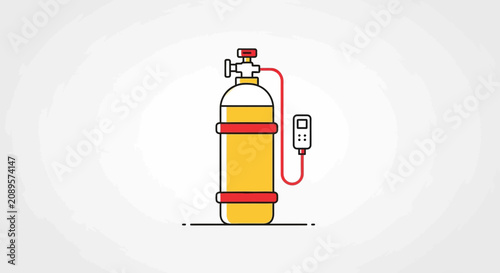 Illustrated Oxygen Tank With Gauge, Perfect for Medical, Industrial, or Scientific Applications
