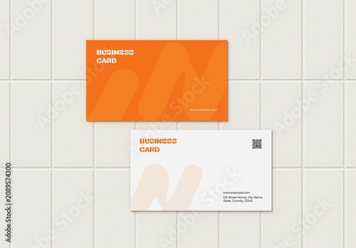 Modern Orange Business Card Template Mockup