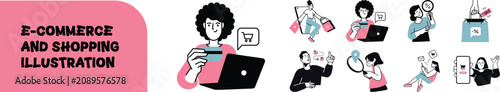 Fotografía Woman making secure online payment with credit card on laptop, mobile shopping,