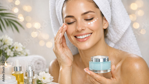Lady enjoying a spa facial. A moment of indulgence and self care.