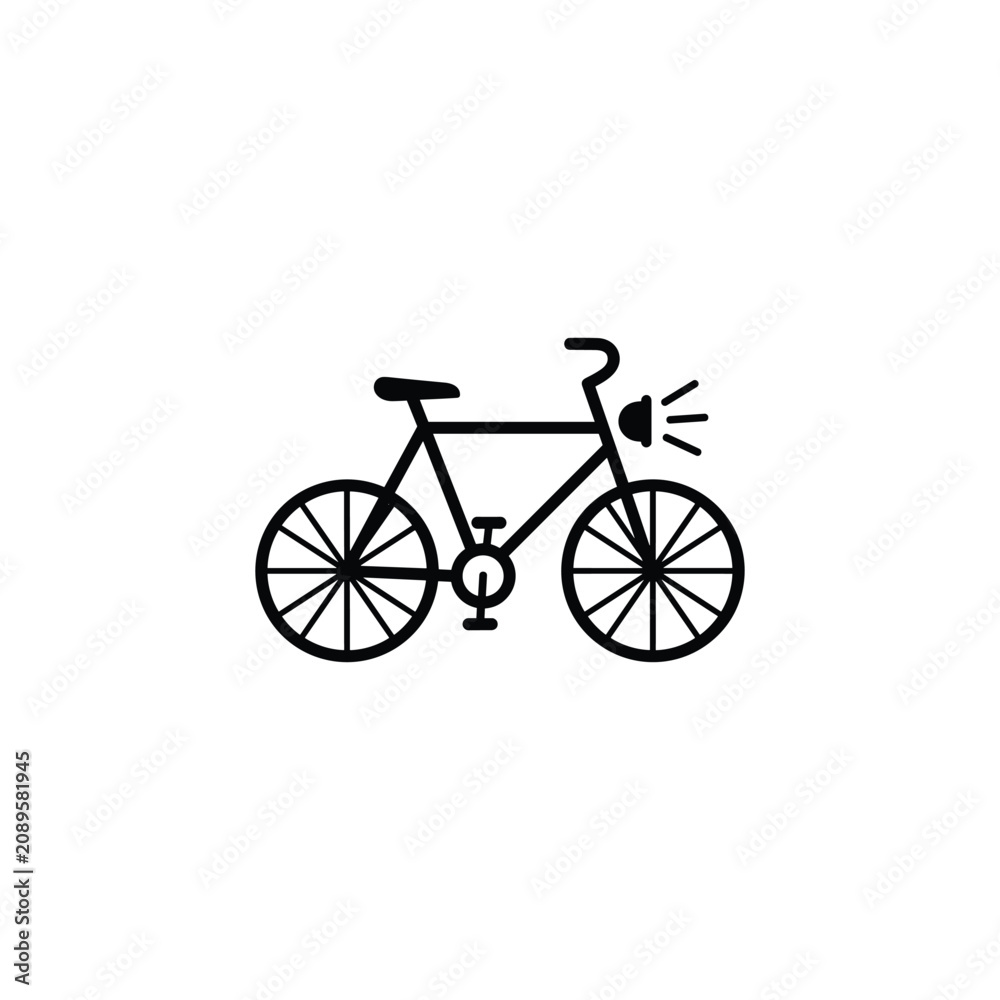 Fototapeta premium Bicycle with headlight line art icon for eco friendly transport themes