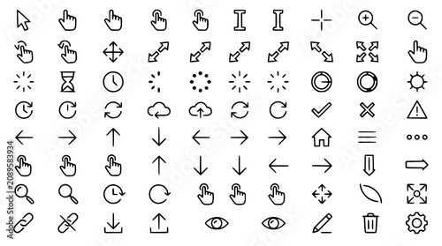 Photos :
Modern Cursor and Loading Outline Icon Set for UI UX Mouse Pointer and Spinner