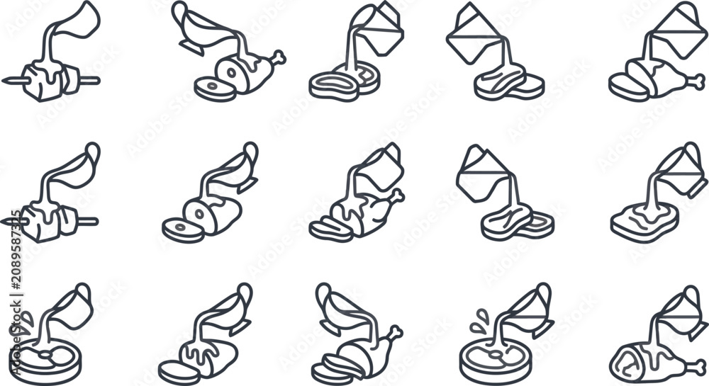 Obraz premium Collection of Hand Drawn Food Preparation Icons.