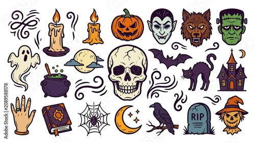 Halloween Icons Collection: Spooky & Cute Elements for Festive Designs