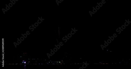 Celebration greeting Beautiful fireworks colorful fireworks on the beach for abstract background , anniversary, celebration , 4th independence day and new year background or wallpaper.