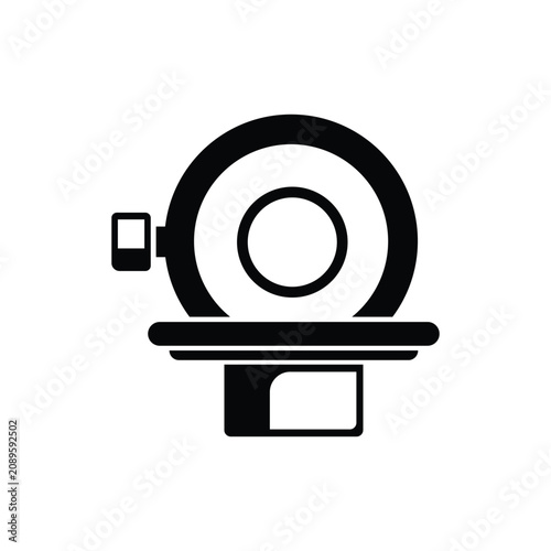 MRI scanner icon in flat style, medical imaging equipment illustration isolated on white background